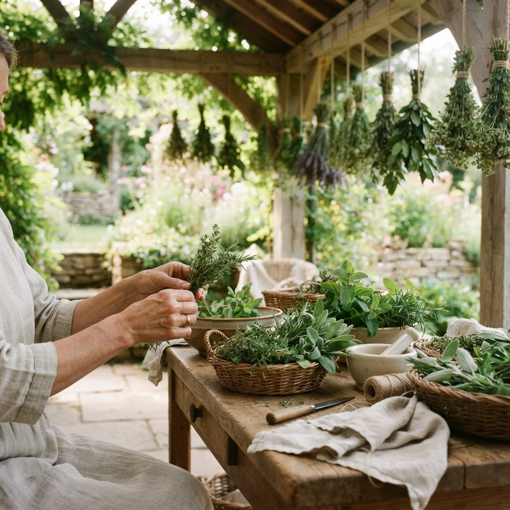 Hands blending a natural body butter mixture in a small bowl